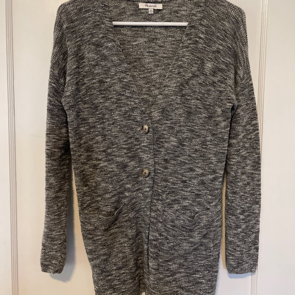 Madewell Oversized Gray Cardigan Sweater Size XXS Long Knit Pockets